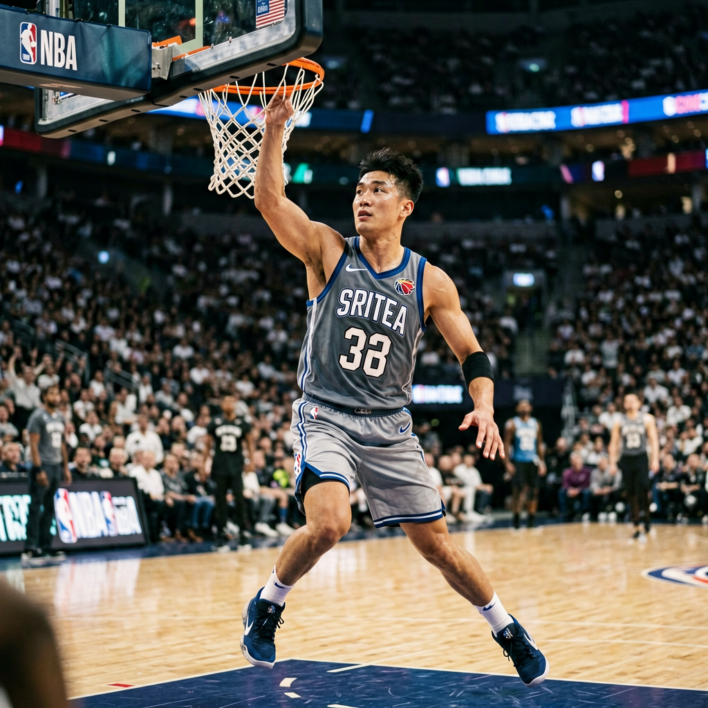 NBA篮球赛场特写